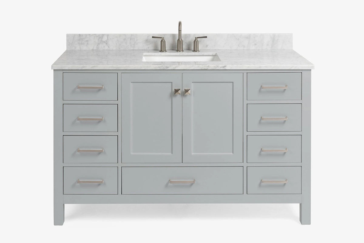Ariel Cambridge 54-55 in. single rectangle sink vanity with (0.75, 1.5, 2)in countertops