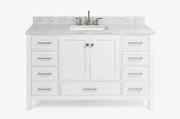 Ariel Cambridge 54-55 in. single rectangle sink vanity with (0.75, 1.5, 2)in countertops