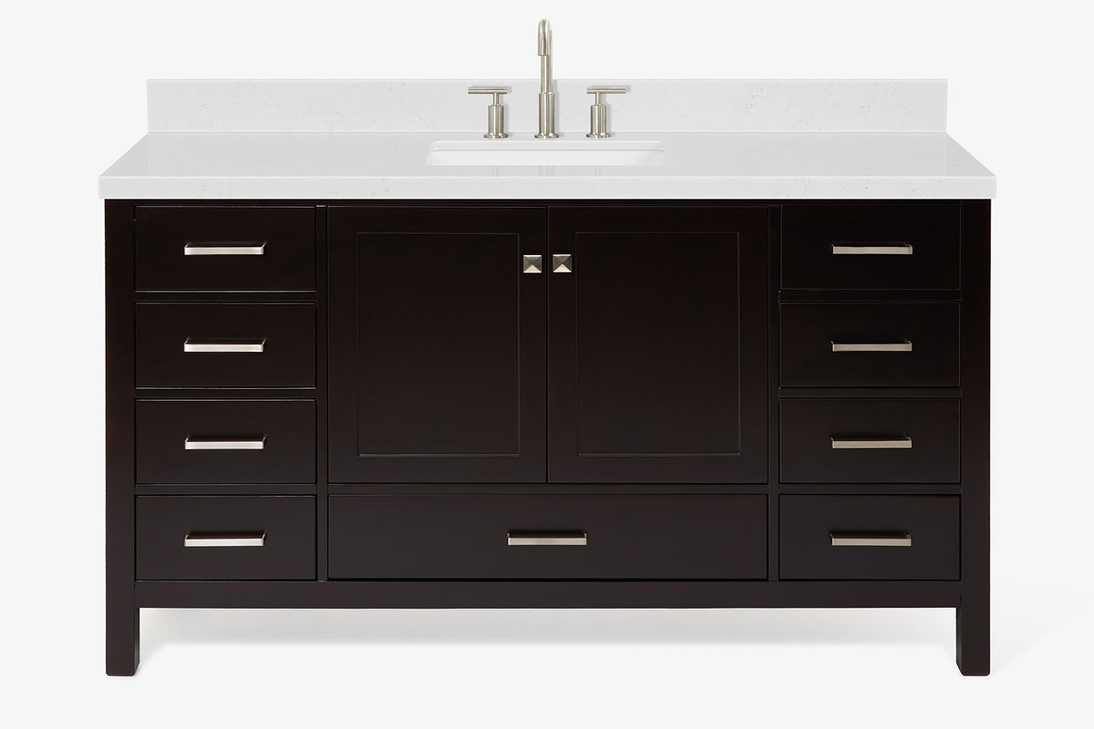 Ariel cambridge 60-61 in. single rectangle sink vanity with (0.75, 1.5, 2) in countertop