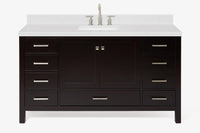 Ariel cambridge 60-61 in. single rectangle sink vanity with (0.75, 1.5, 2) in countertop
