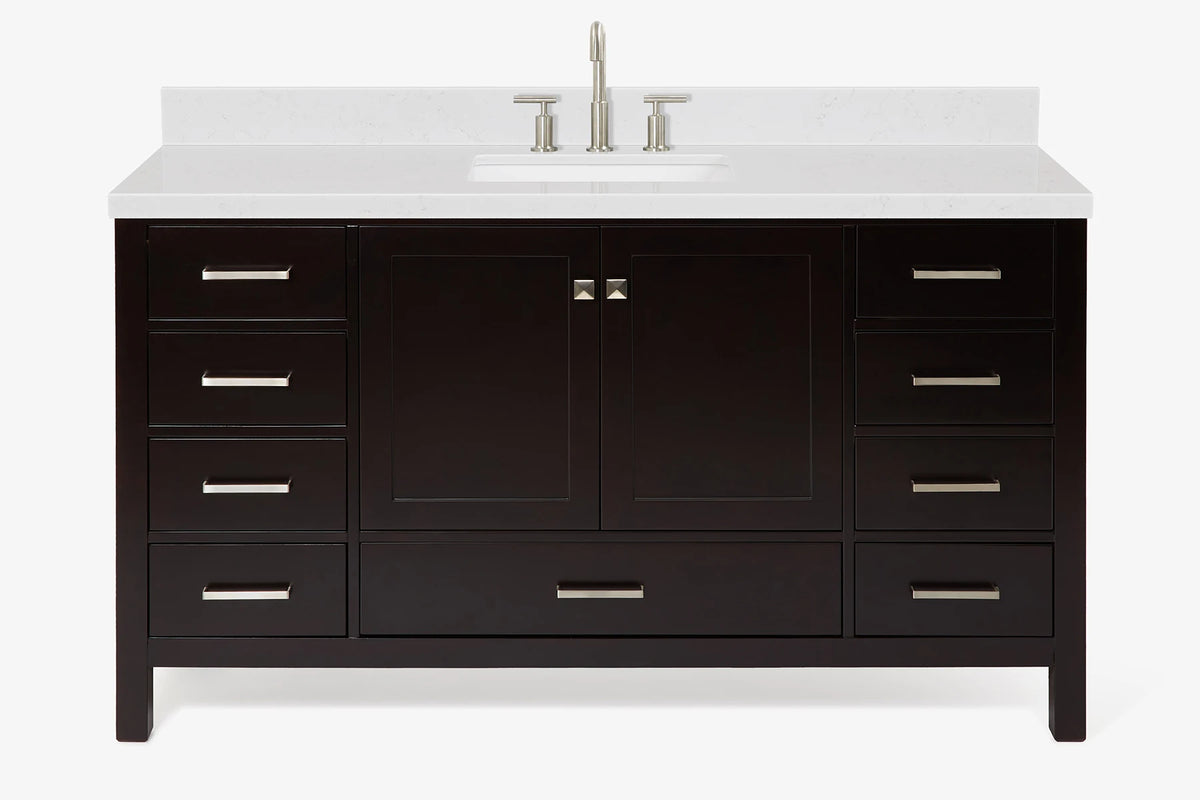 Ariel cambridge 60-61 in. single rectangle sink vanity with (0.75, 1.5, 2) in countertop