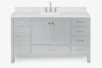 Ariel cambridge 60-61 in. single rectangle sink vanity with (0.75, 1.5, 2) in countertop