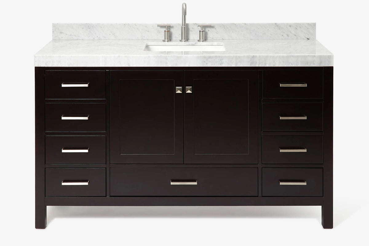 Ariel cambridge 60-61 in. single rectangle sink vanity with (0.75, 1.5, 2) in countertop