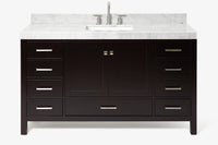 Ariel cambridge 60-61 in. single rectangle sink vanity with (0.75, 1.5, 2) in countertop
