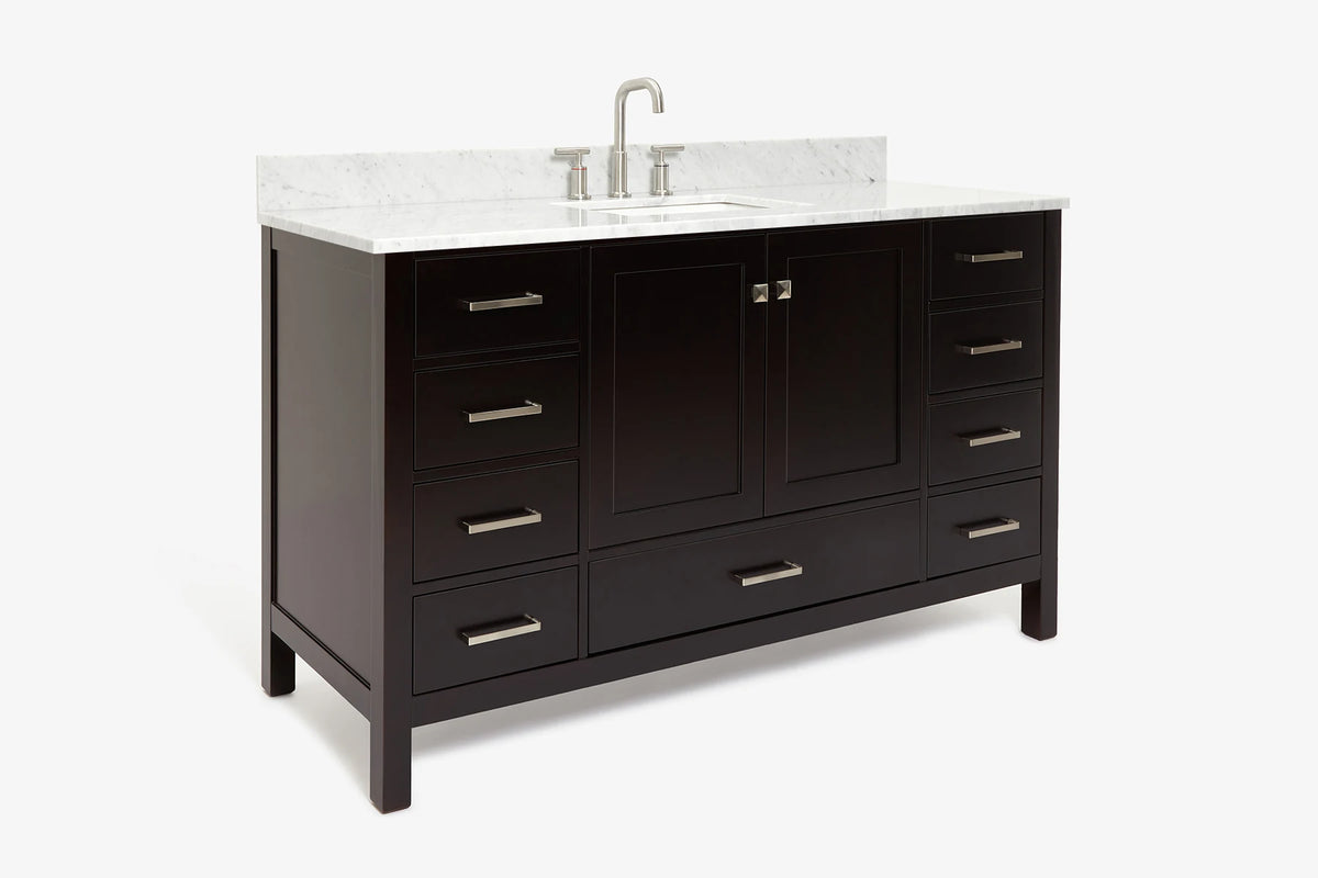 Ariel cambridge 60-61 in. single rectangle sink vanity with (0.75, 1.5, 2) in countertop