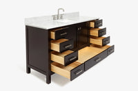 Ariel cambridge 60-61 in. single rectangle sink vanity with (0.75, 1.5, 2) in countertop
