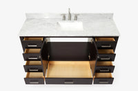 Ariel cambridge 60-61 in. single rectangle sink vanity with (0.75, 1.5, 2) in countertop