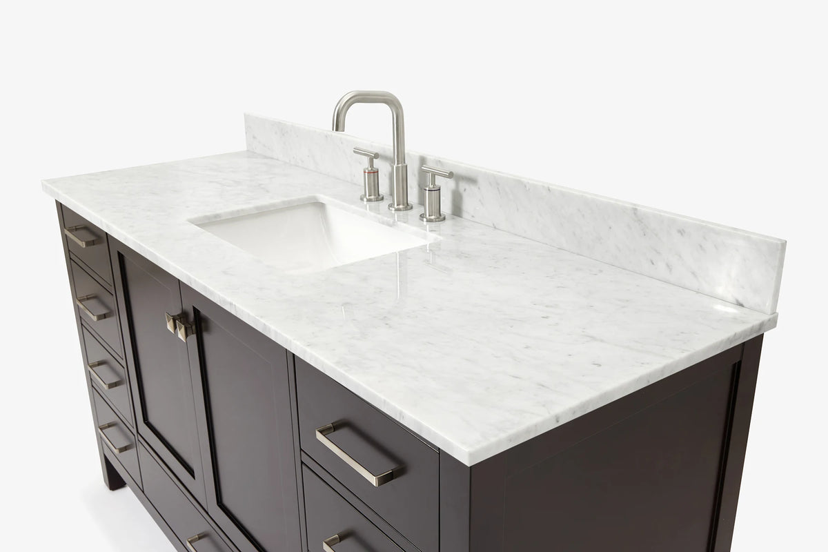 Ariel cambridge 60-61 in. single rectangle sink vanity with (0.75, 1.5, 2) in countertop