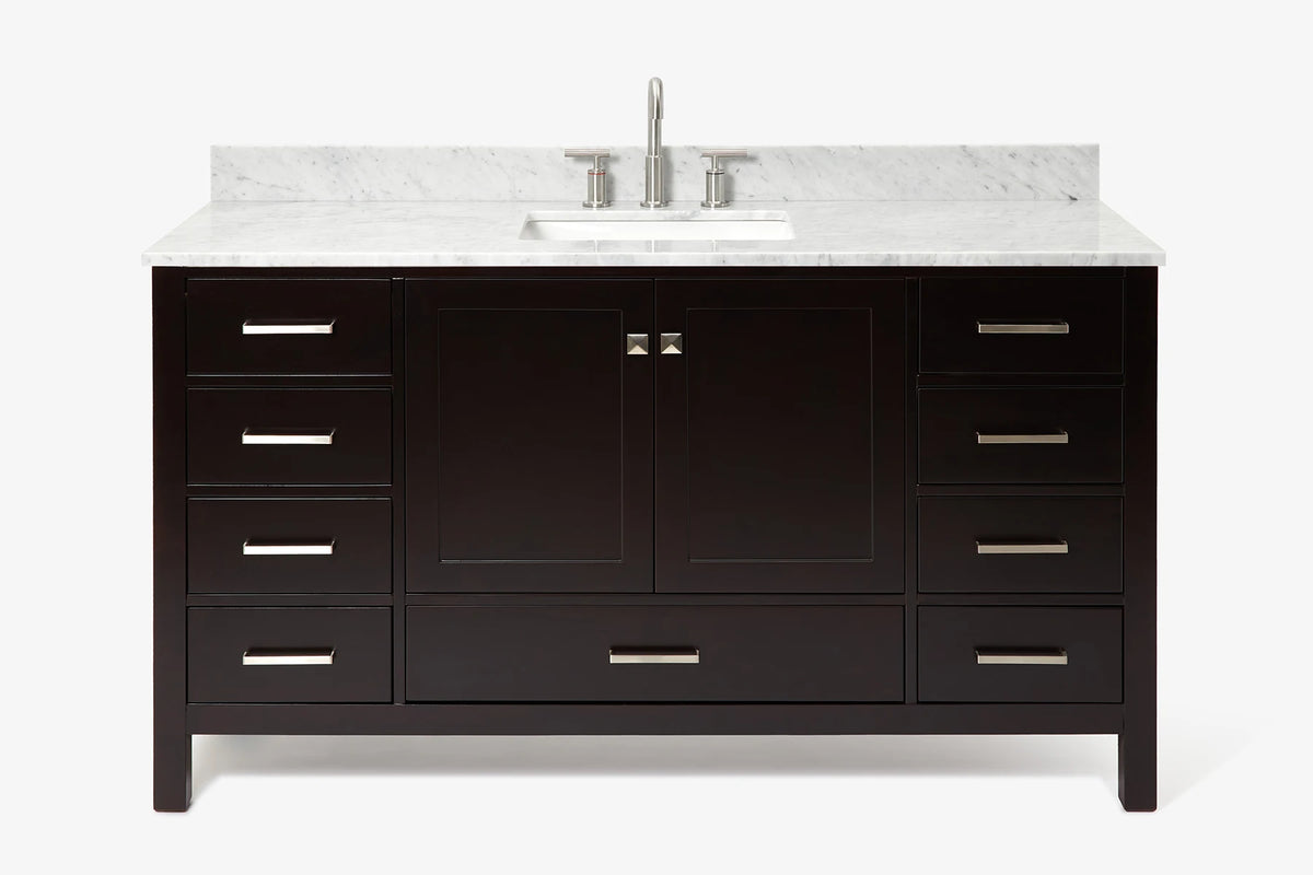 Ariel cambridge 60-61 in. single rectangle sink vanity with (0.75, 1.5, 2) in countertop