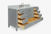 Ariel cambridge 60-61 in. single rectangle sink vanity with (0.75, 1.5, 2) in countertop