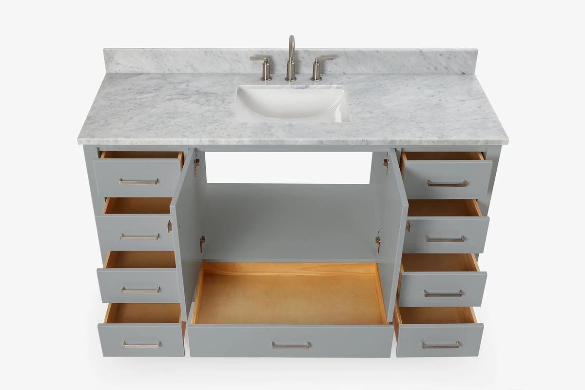 Ariel cambridge 60-61 in. single rectangle sink vanity with (0.75, 1.5, 2) in countertop