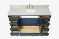 Ariel cambridge 60-61 in. single rectangle sink vanity with (0.75, 1.5, 2) in countertop