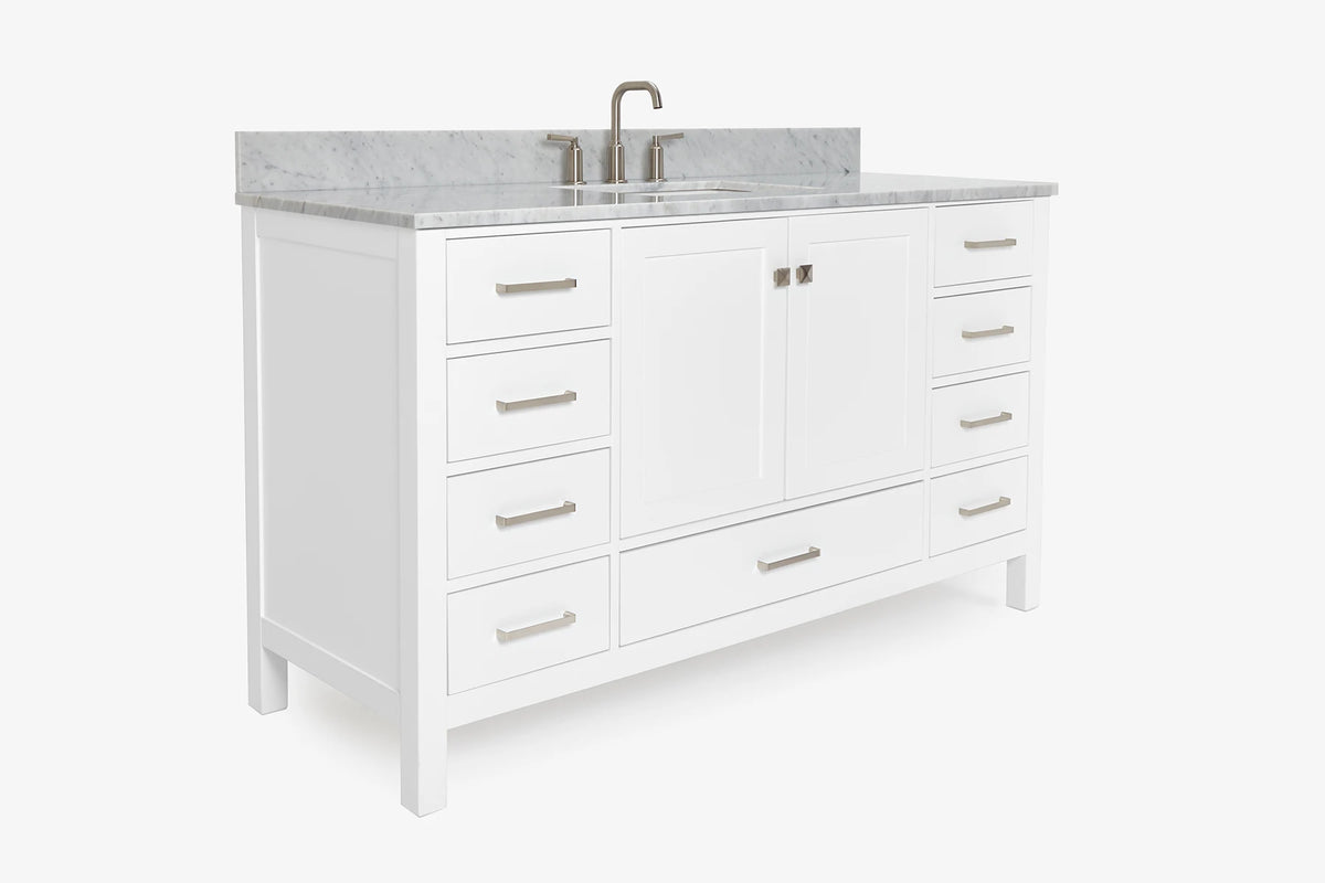 Ariel cambridge 60-61 in. single rectangle sink vanity with (0.75, 1.5, 2) in countertop