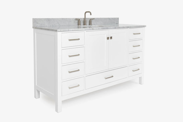 Ariel cambridge 60-61 in. single rectangle sink vanity with (0.75, 1.5, 2) in countertop