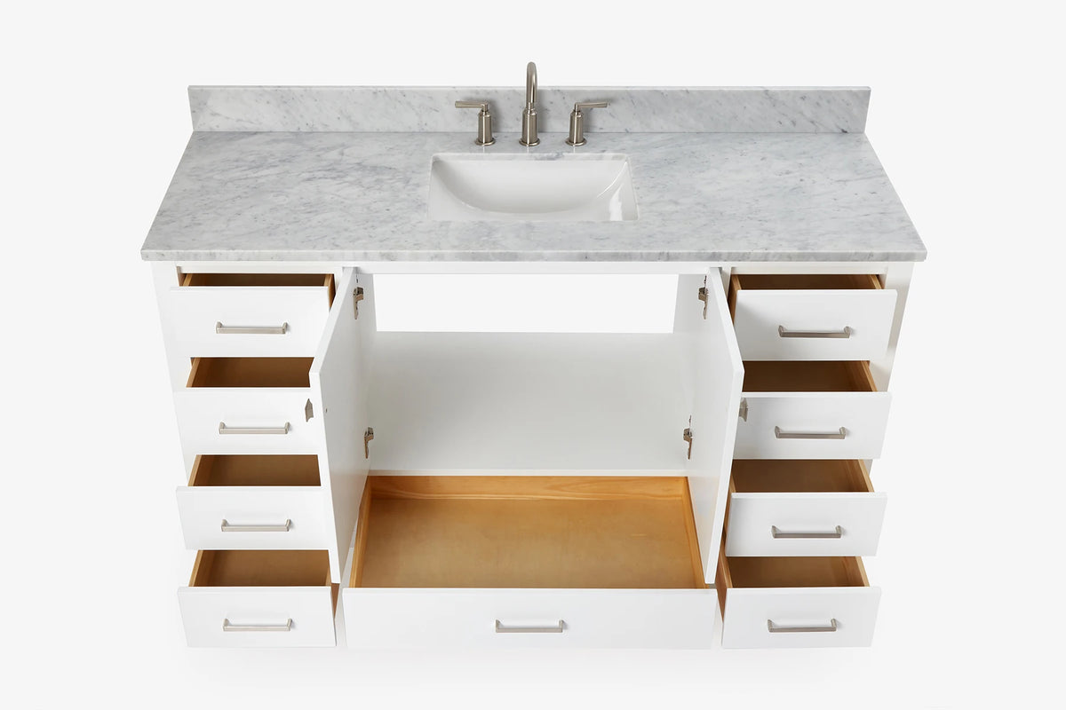 Ariel cambridge 60-61 in. single rectangle sink vanity with (0.75, 1.5, 2) in countertop