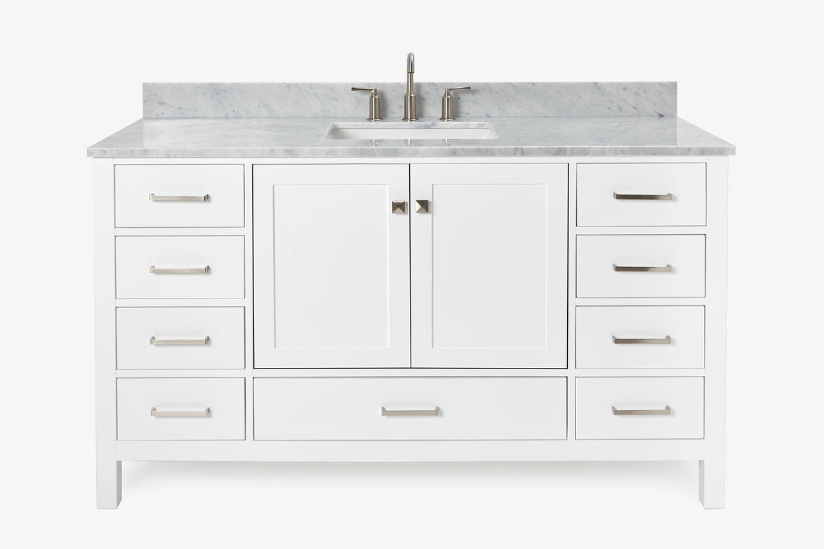 Ariel cambridge 60-61 in. single rectangle sink vanity with (0.75, 1.5, 2) in countertop