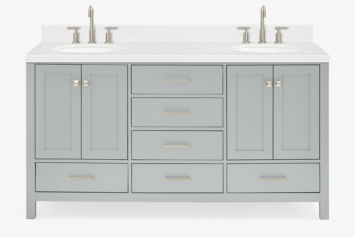 Ariel cambridge (66"&67") in double oval sink bathroom vanity with marble countertop (0.75" & 1.5").