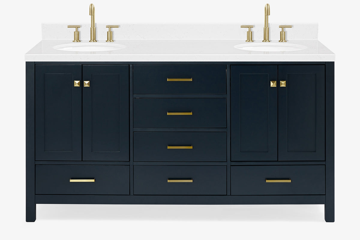 Ariel cambridge (66"&67") in double oval sink bathroom vanity with marble countertop (0.75" & 1.5").