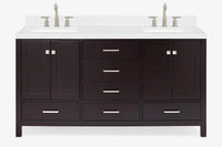 Ariel cambridge 66-67 inch double rectangle sink vanity with  marble countertop with (0.75,1.5)in edge