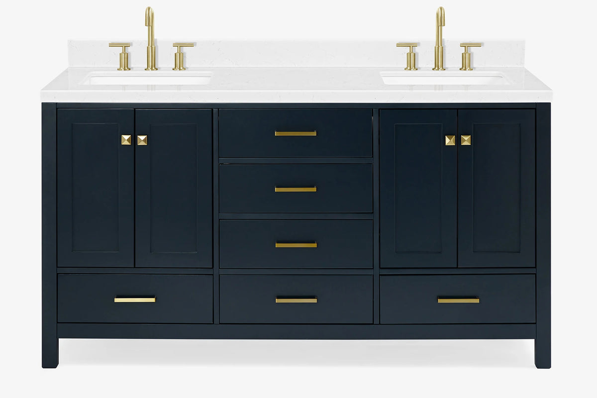 Ariel cambridge 66-67 inch double rectangle sink vanity with  marble countertop with (0.75,1.5)in edge