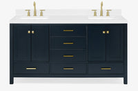Ariel cambridge 66-67 inch double rectangle sink vanity with  marble countertop with (0.75,1.5)in edge