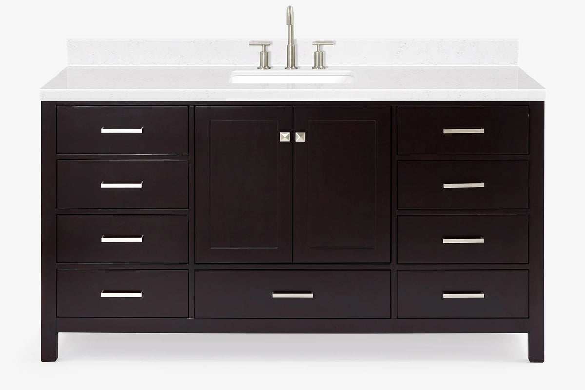 Ariel cambridge 66-67 inch single rectangle sink vanity with countertop with (0.75,1.5)in edge