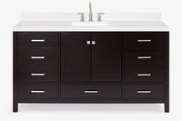 Ariel cambridge 66-67 inch single rectangle sink vanity with countertop with (0.75,1.5)in edge