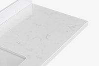 Ariel cambridge 66 inch single rectangle sink bathroom vanity with carrara white quartz countertop 1.5 edge in grey