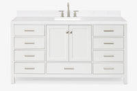 Ariel cambridge 66-67 inch single rectangle sink vanity with countertop with (0.75,1.5)in edge