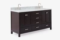 Ariel cambridge (66"&67") in double oval sink bathroom vanity with marble countertop (0.75" & 1.5").