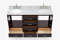 Ariel cambridge (66"&67") in double oval sink bathroom vanity with marble countertop (0.75" & 1.5").
