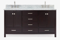 Ariel cambridge (66"&67") in double oval sink bathroom vanity with marble countertop (0.75" & 1.5").