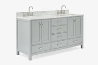 Ariel cambridge (66"&67") in double oval sink bathroom vanity with marble countertop (0.75" & 1.5").
