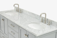 Ariel cambridge (66"&67") in double oval sink bathroom vanity with marble countertop (0.75" & 1.5").