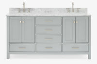 Ariel cambridge (66"&67") in double oval sink bathroom vanity with marble countertop (0.75" & 1.5").