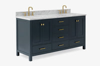 Ariel cambridge (66"&67") in double oval sink bathroom vanity with marble countertop (0.75" & 1.5").