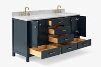 Ariel cambridge (66"&67") in double oval sink bathroom vanity with marble countertop (0.75" & 1.5").