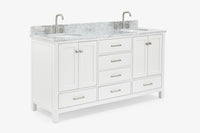Ariel cambridge (66"&67") in double oval sink bathroom vanity with marble countertop (0.75" & 1.5").