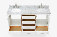 Ariel cambridge (66"&67") in double oval sink bathroom vanity with marble countertop (0.75" & 1.5").