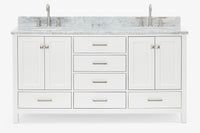 Ariel cambridge (66"&67") in double oval sink bathroom vanity with marble countertop (0.75" & 1.5").