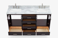 Ariel cambridge 66-67 inch double rectangle sink vanity with  marble countertop with (0.75,1.5)in edge