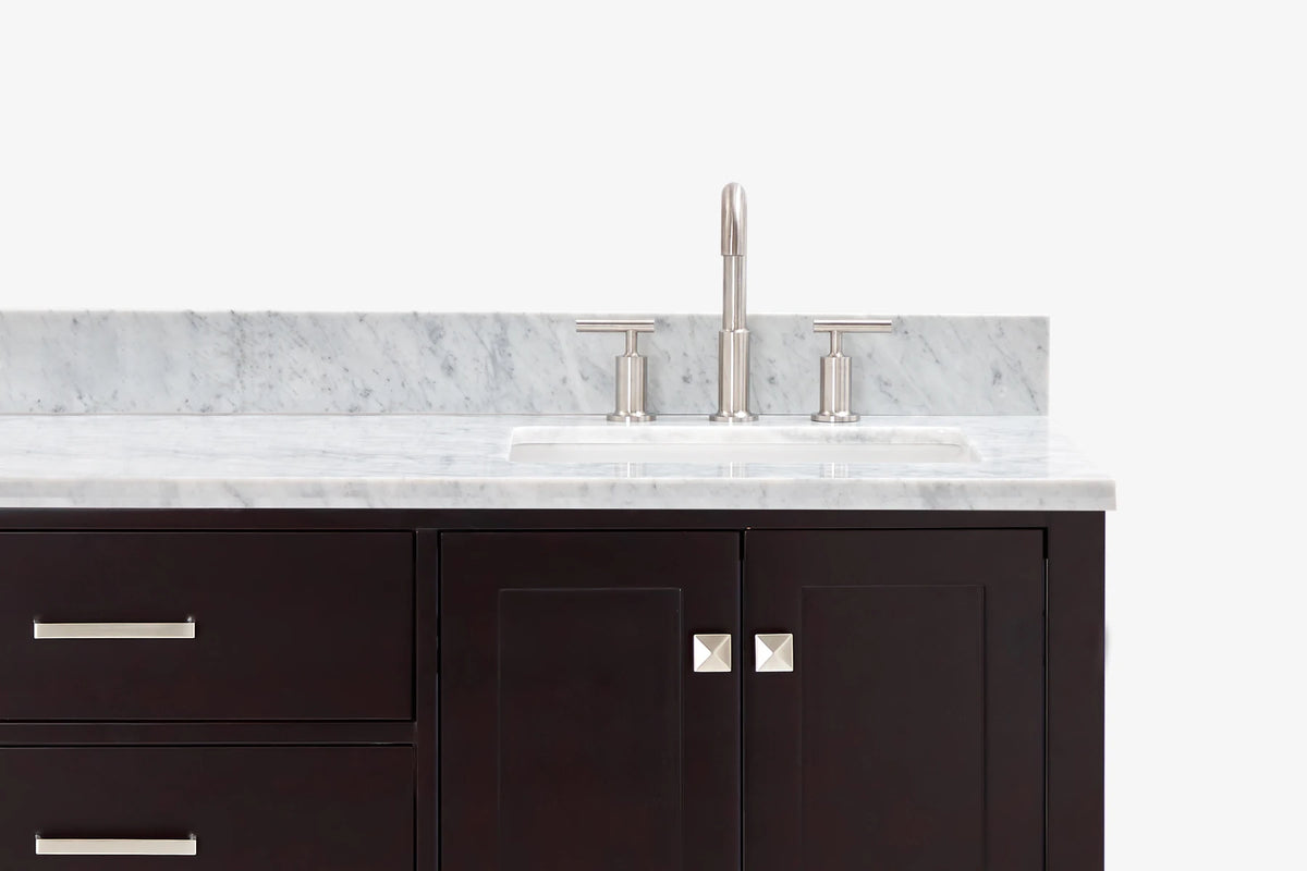 Ariel cambridge 66-67 inch double rectangle sink vanity with  marble countertop with (0.75,1.5)in edge