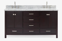 Ariel cambridge 66-67 inch double rectangle sink vanity with  marble countertop with (0.75,1.5)in edge