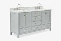 Ariel cambridge 66-67 inch double rectangle sink vanity with  marble countertop with (0.75,1.5)in edge