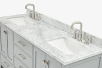 Ariel cambridge 66-67 inch double rectangle sink vanity with  marble countertop with (0.75,1.5)in edge
