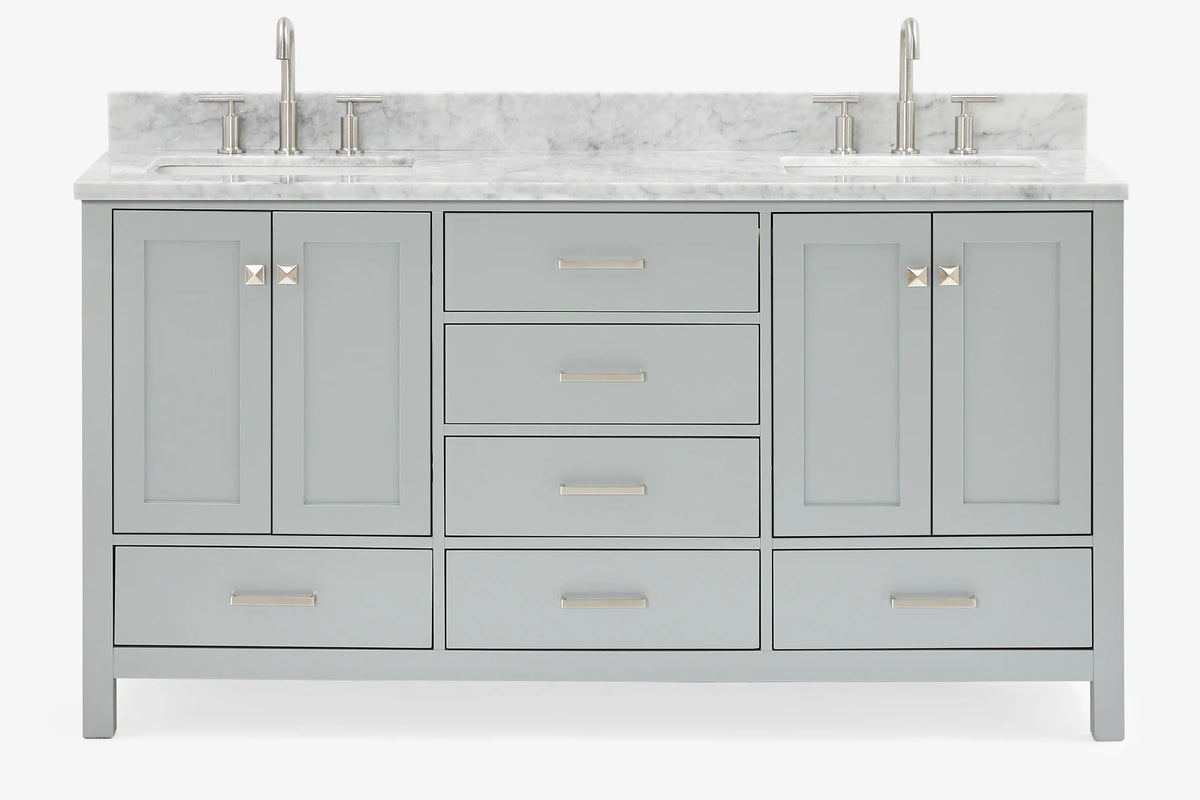 Ariel cambridge 66-67 inch double rectangle sink vanity with  marble countertop with (0.75,1.5)in edge