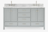 Ariel cambridge 66-67 inch double rectangle sink vanity with  marble countertop with (0.75,1.5)in edge