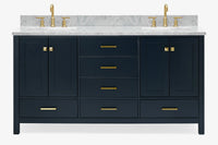 Ariel cambridge 66-67 inch double rectangle sink vanity with  marble countertop with (0.75,1.5)in edge