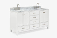 Ariel cambridge 66-67 inch double rectangle sink vanity with  marble countertop with (0.75,1.5)in edge