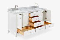Ariel cambridge 66-67 inch double rectangle sink vanity with  marble countertop with (0.75,1.5)in edge